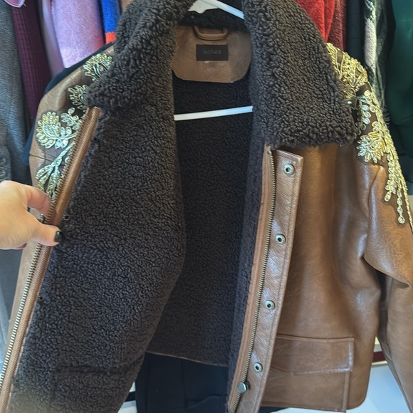 MOTHER The Mean Machine Jacket Brown Embellished Leather Jacket - Picture 14 of 16